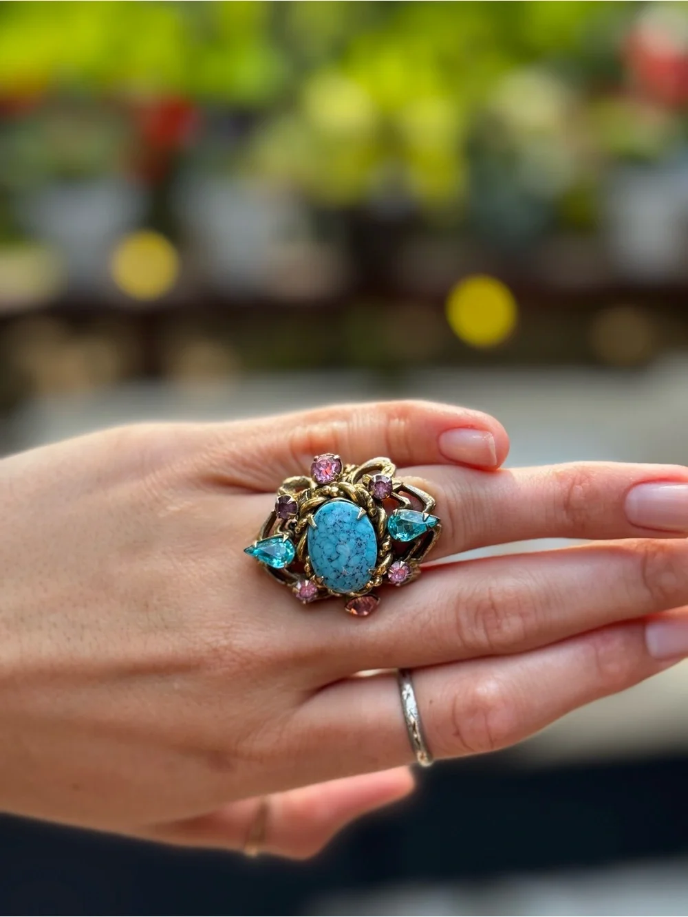 Vintage Turquoise Statement Cocktail Ring